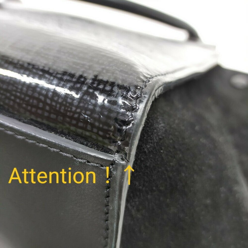 AUTHENTIC CELINE Hand Bag Black Enamel - Picture 6 of 11